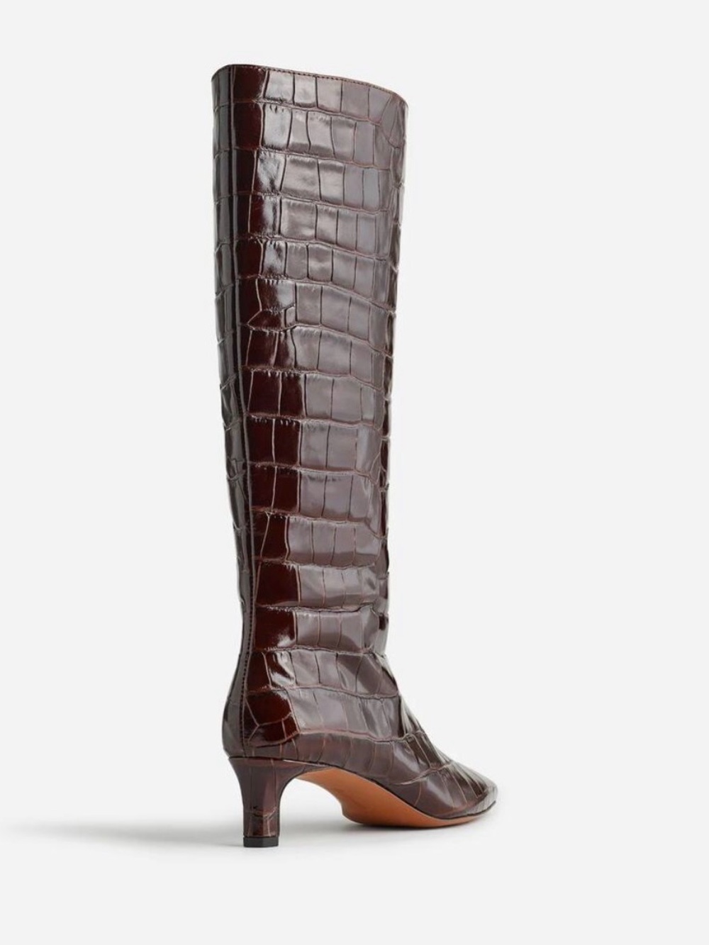 Madewell the Dimes Women's Brown Croc-Embossed Knee Boot - Picture 2 of 5